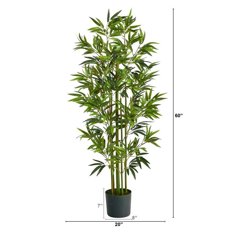 Nearly Natural 5ft Bamboo Artificial Tree in Green