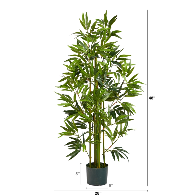 Nearly Natural 4ft Bamboo Artificial Tree in Green