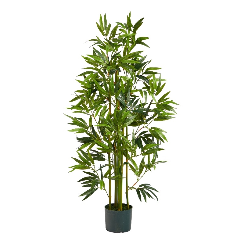 Nearly Natural 4ft Bamboo Artificial Tree in Green