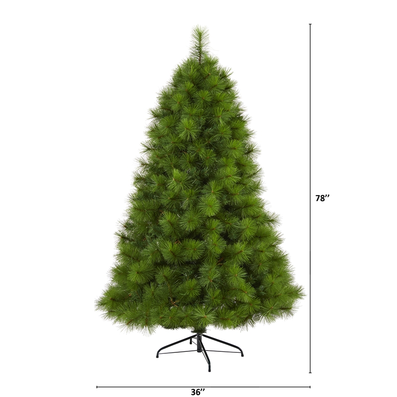 Nearly Natural 6.5ft Green Scotch Pine Artificial Christmas Tree w/350 ClearLED