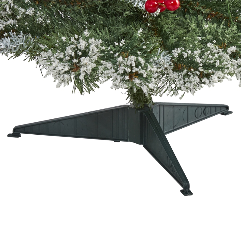 Nearly Natural 3ft Frosted Swiss Pine Christmas Tree w/50 Clear LED and Berries