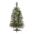 Nearly Natural 3ft Frosted Swiss Pine Christmas Tree w/50 Clear LED and Berries