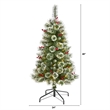 Nearly Natural 4ft Frosted Swiss Pine Christmas Tree w/100 Clear LED and Berries