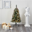 Nearly Natural 4ft Frosted Swiss Pine Christmas Tree w/100 Clear LED and Berries