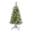 Nearly Natural 4ft Frosted Swiss Pine Christmas Tree w/100 Clear LED and Berries