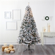 Nearly Natural 8ft Flocked Rock Springs Spruce Christmas Tree w/ 500 Clear LED