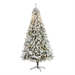Nearly Natural 8ft Flocked Rock Springs Spruce Christmas Tree w/ 500 Clear LED