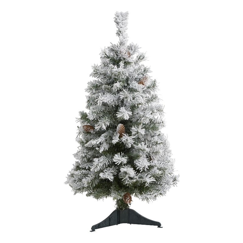 Nearly Natural 3ft Flocked White River Mountain Pine Artificial Christmas Tree