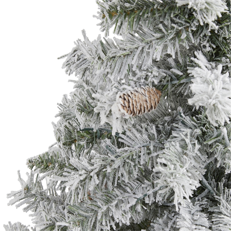 Nearly Natural 4ft Flocked White River Mountain Pine Artificial Christmas Tree