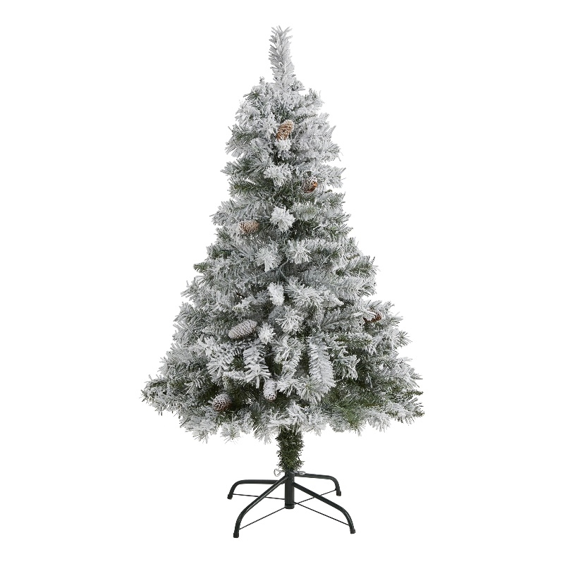 Nearly Natural 4ft Flocked White River Mountain Pine Artificial Christmas Tree