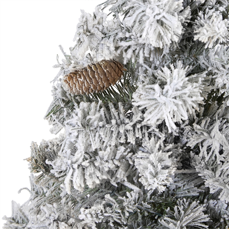 Nearly Natural 5ft Flocked White River Mountain Pine Artificial Christmas Tree