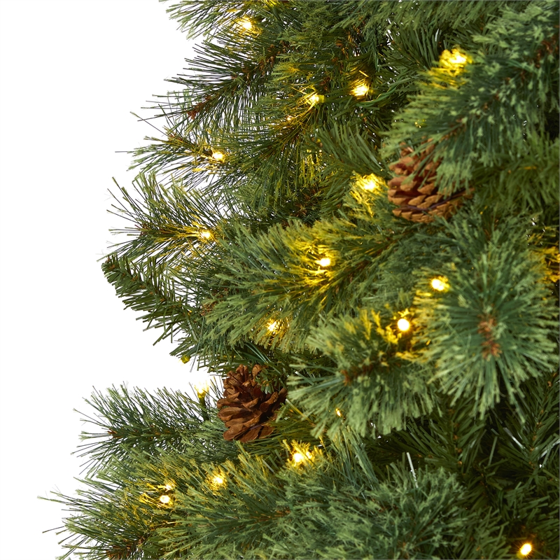 Nearly Natural 10ft White Mountain Pine Christmas Tree w/850 Clear LED