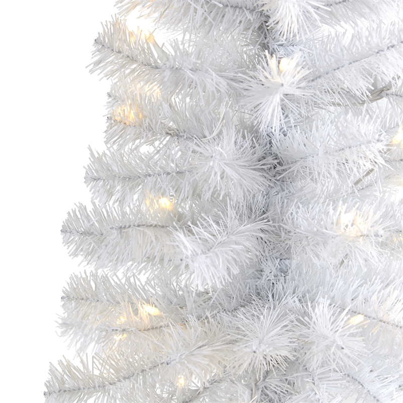 Nearly Natural 2ft White Artificial Christmas Tree with 35 LED Lights