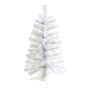 Nearly Natural 2ft White Artificial Christmas Tree with 35 LED Lights