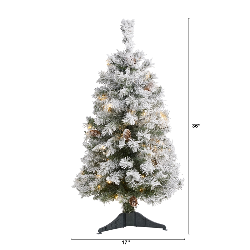 Nearly Natural 3ft Flocked White River Mountain Pine Christmas Tree