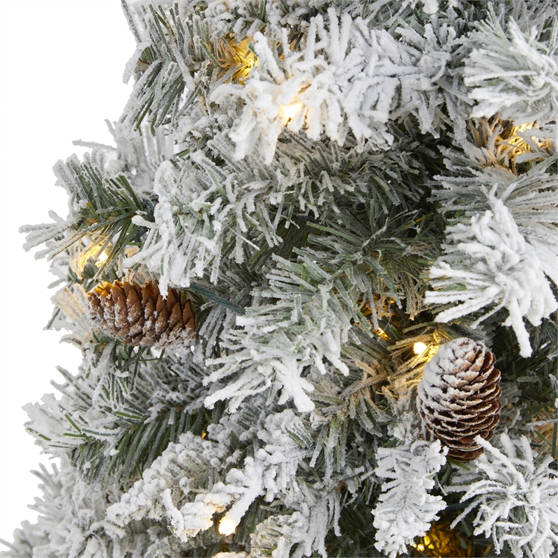Nearly Natural 3ft Flocked White River Mountain Pine Christmas Tree