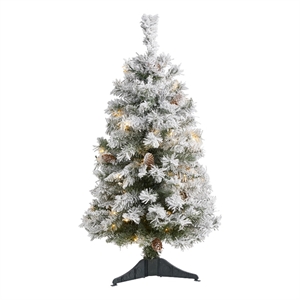 Nearly Natural 3ft Flocked White River Mountain Pine Christmas Tree