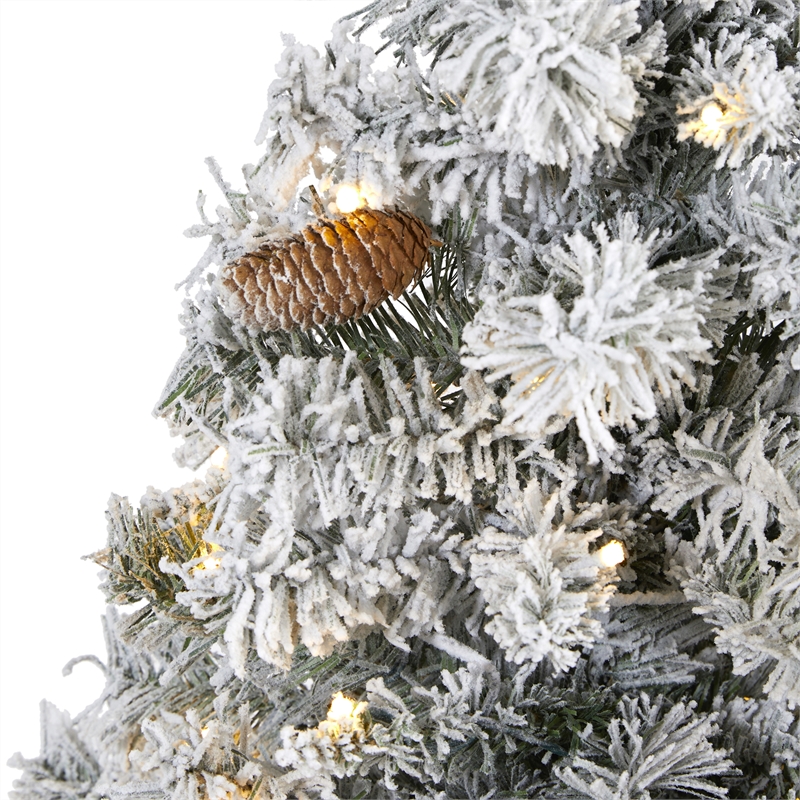 Nearly Natural 5ft Flocked White River Mountain Pine Christmas Tree
