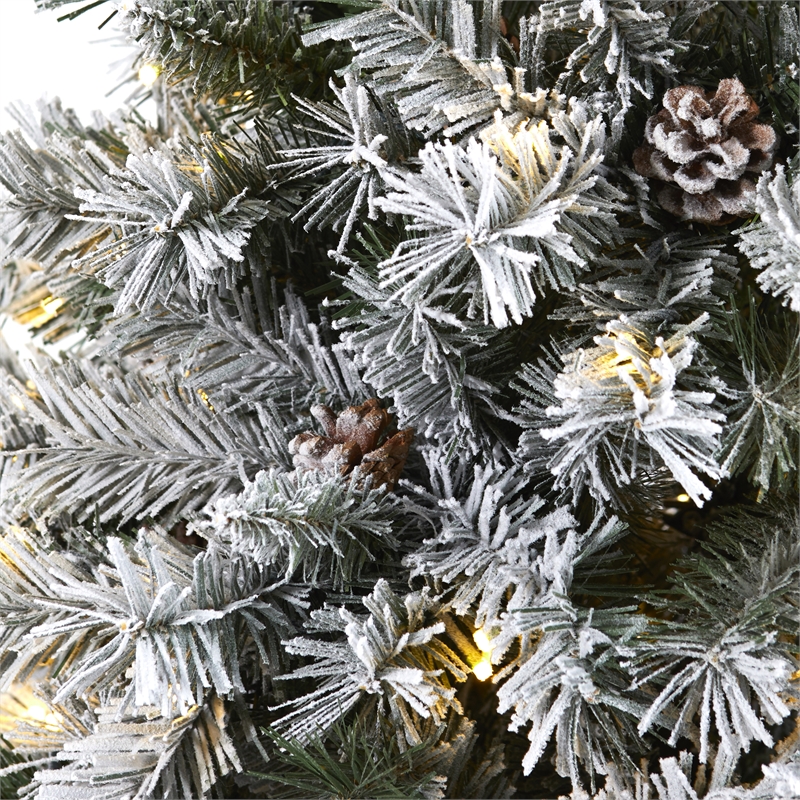 Nearly Natural 6ft Flocked White River Mountain Pine Christmas Tree
