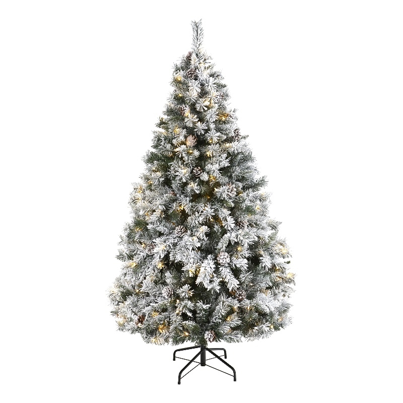 Nearly Natural 6ft Flocked White River Mountain Pine Christmas Tree