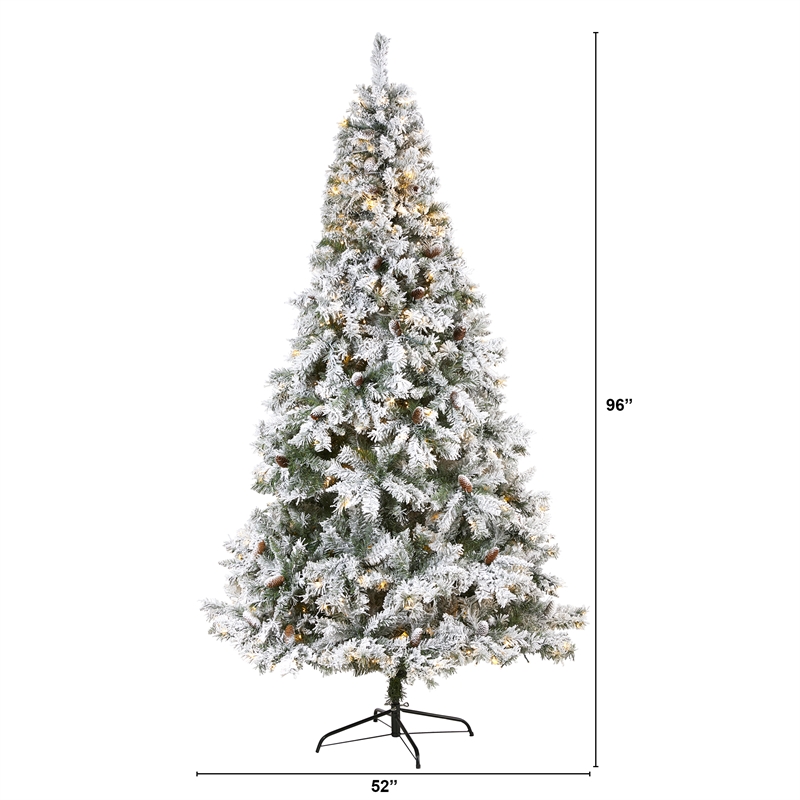 Nearly Natural 8ft Flocked White River Mountain Pine Christmas Tree