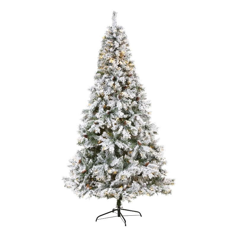Nearly Natural 8ft Flocked White River Mountain Pine Christmas Tree