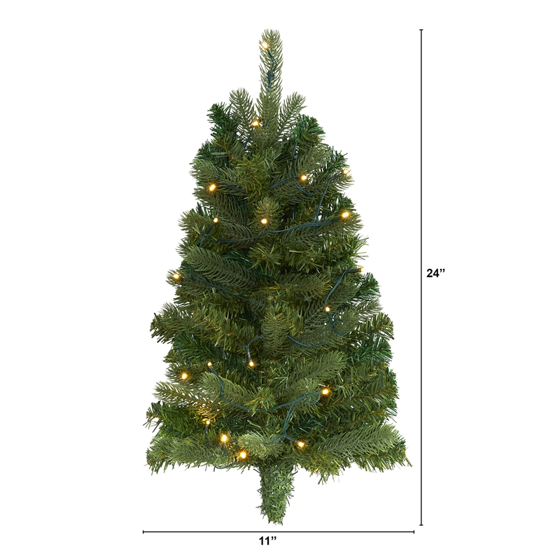 Nearly Natural 2ft Flat Back Wall Hanging Artificial Christmas Tree