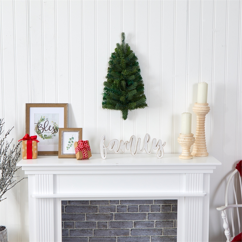 Nearly Natural 2ft Flat Back Wall Hanging Artificial Christmas Tree