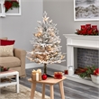 Nearly Natural 3ft Flocked Fraser Fir Christmas Tree with 200 Warm White Lights