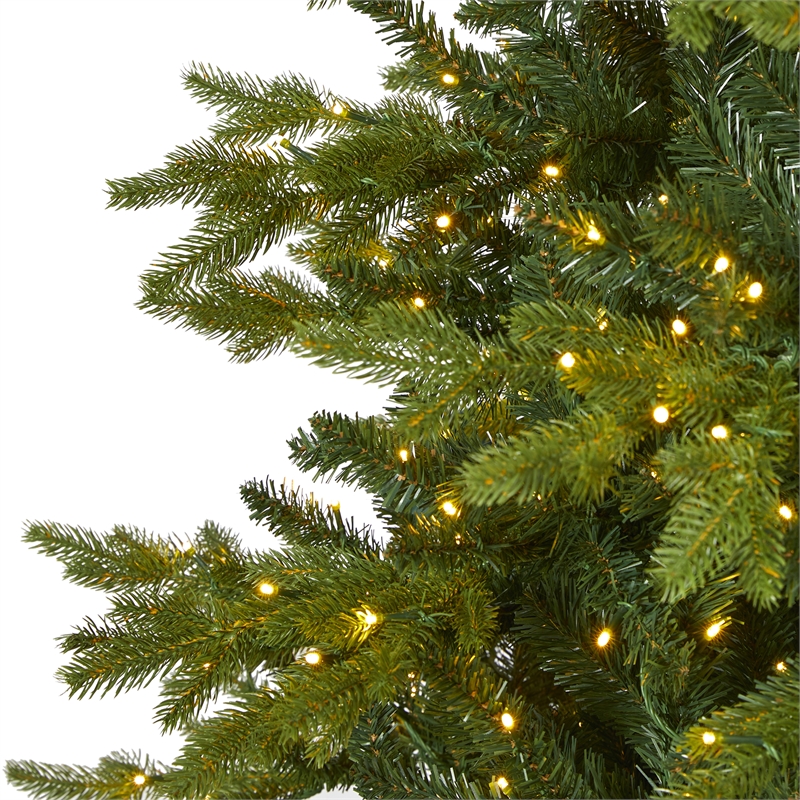 Nearly Natural 10ft Belgium Fir Natural Look Christmas Tree with 1050 Clear LED