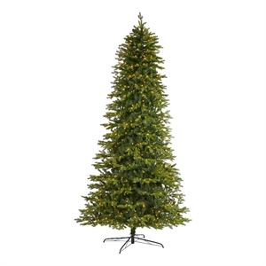 Nearly Natural 10ft Belgium Fir Natural Look Christmas Tree with 1050 Clear LED
