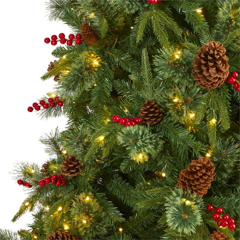 Nearly Natural 9ft Norway Mixed Pine Christmas Tree w/ 650 Clear LED Lights