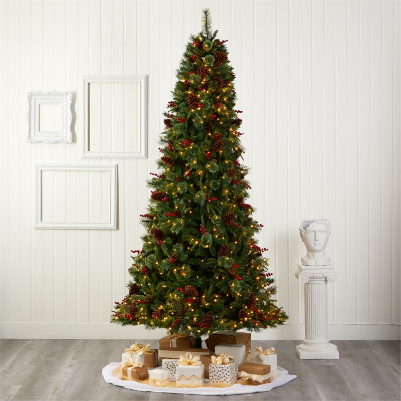 Nearly Natural 9ft Norway Mixed Pine Christmas Tree w/ 650 Clear LED Lights