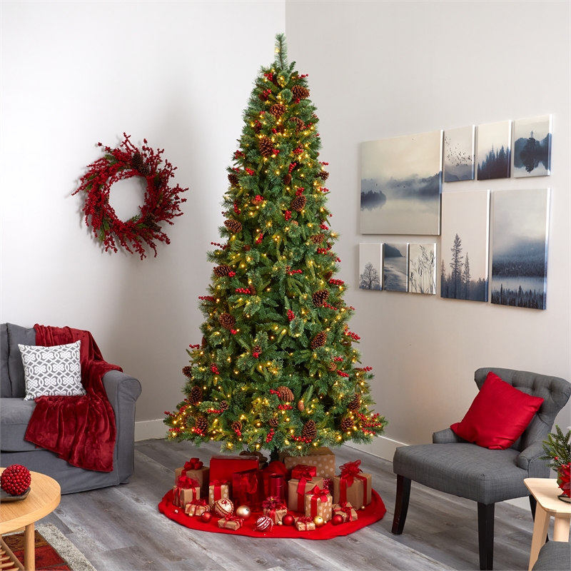 Nearly Natural 9ft Norway Mixed Pine Christmas Tree w/ 650 Clear LED Lights