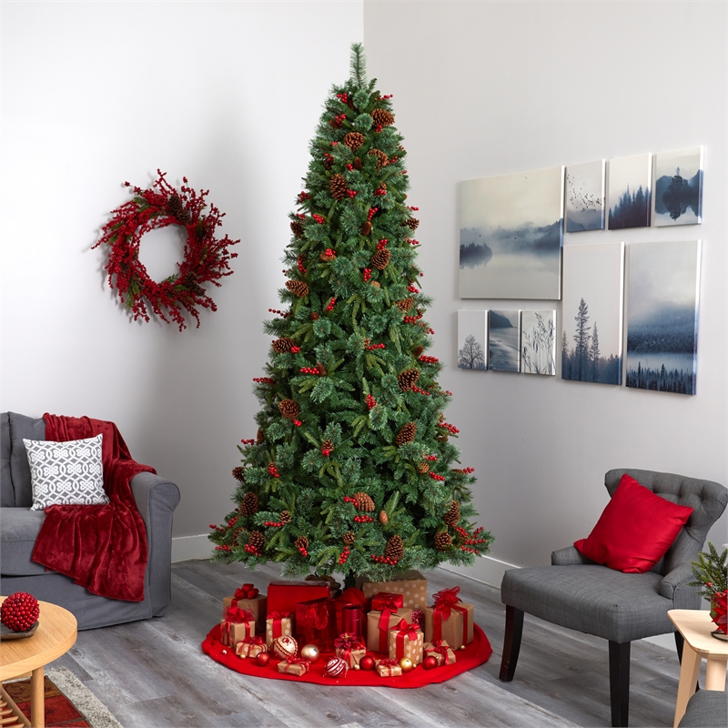 Nearly Natural 9ft Norway Mixed Pine Christmas Tree w/ 650 Clear LED Lights