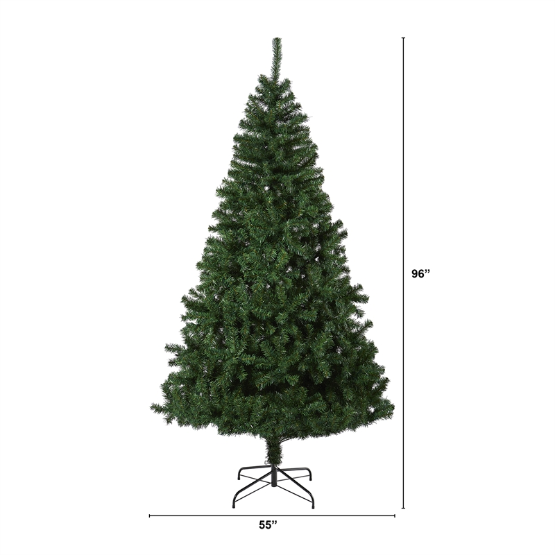 Nearly Natural 8ft Northern Tip Pine Artificial Green Christmas Tree in Green