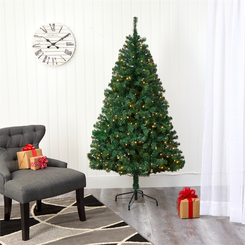 Nearly Natural 6ft Northern Tip Pine Artificial Christmas Tree w/ 250 Clear LED