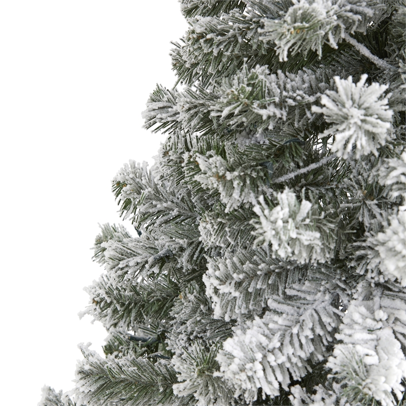Nearly Natural 6ft Flocked West Virginia Fir Artificial Green Christmas Tree