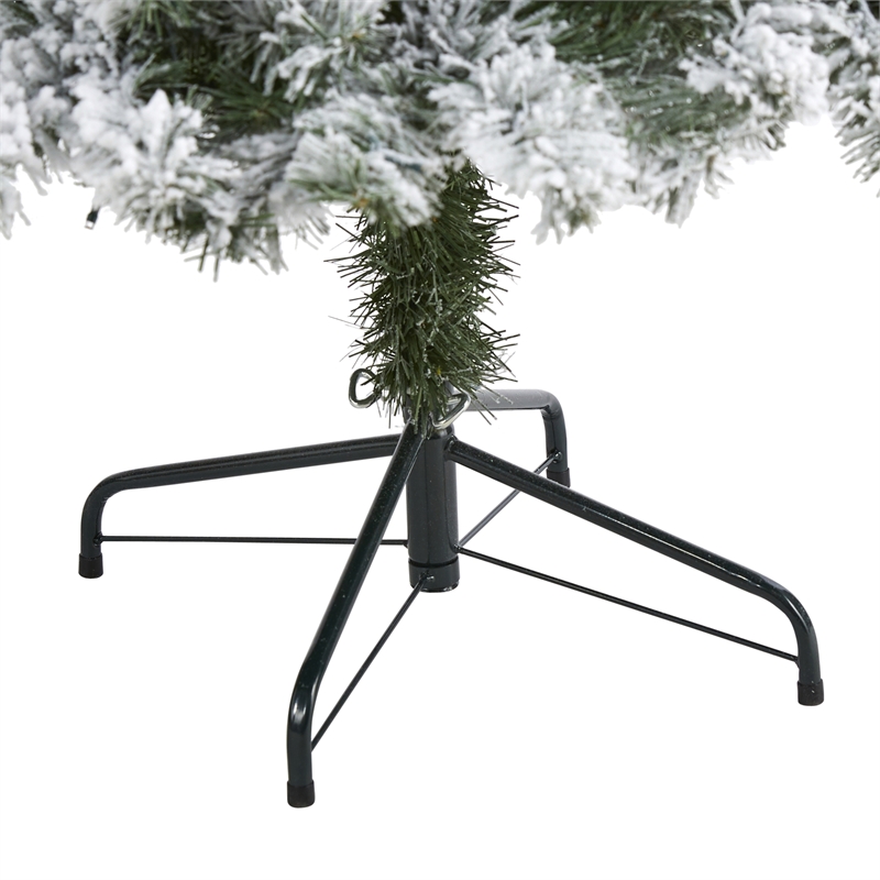 Nearly Natural 6ft Flocked West Virginia Fir Artificial Green Christmas Tree