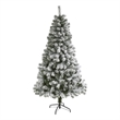 Nearly Natural 6ft Flocked West Virginia Fir Artificial Green Christmas Tree