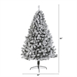 Nearly Natural 7ft Flocked West Virginia Fir Artificial Green Christmas Tree