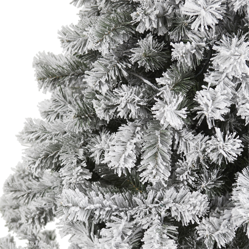 Nearly Natural 7ft Flocked West Virginia Fir Artificial Green Christmas Tree