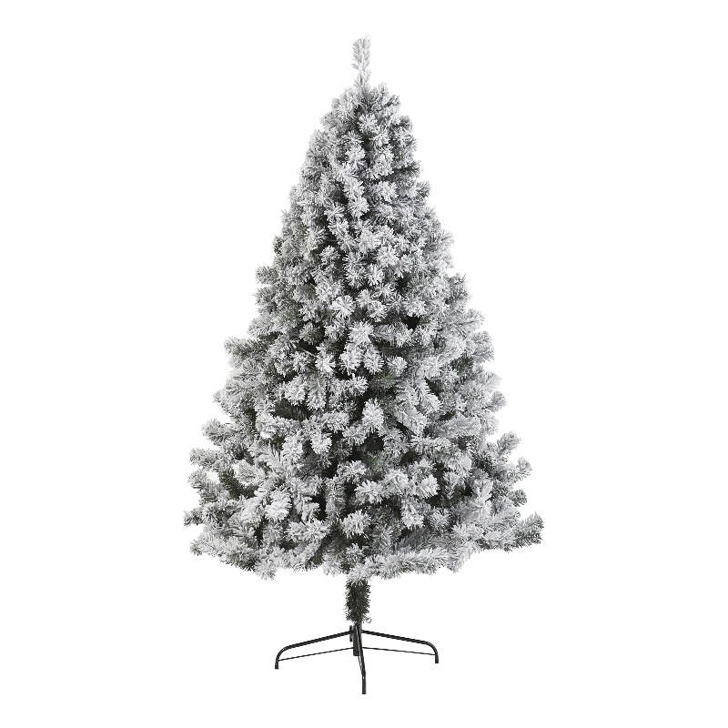 Nearly Natural 7ft Flocked West Virginia Fir Artificial Green Christmas Tree