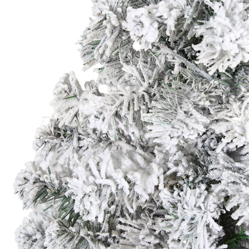 Nearly Natural 3ft Flocked Rock Springs Spruce Artificial Green Christmas Tree