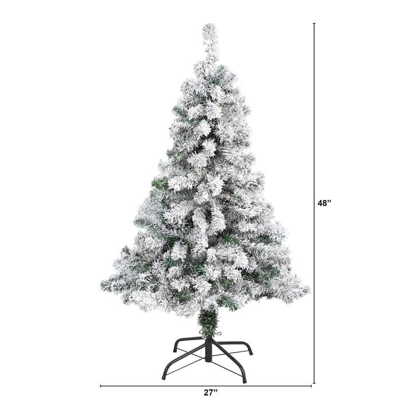 Nearly Natural 4ft Flocked Rock Springs Spruce Artificial Green Christmas Tree