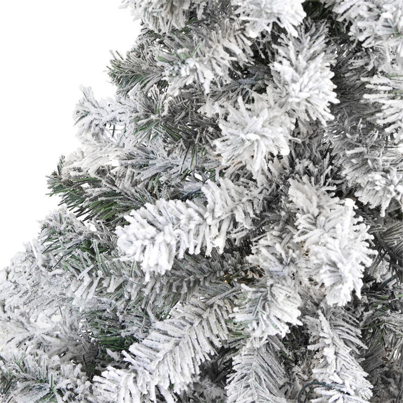 Nearly Natural 4ft Flocked Rock Springs Spruce Artificial Green Christmas Tree