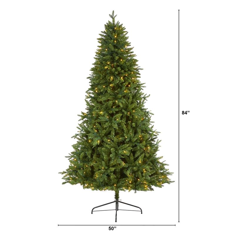 Nearly Natural 7ft New Hampshire Fir Christmas Tree w/ 450 Clear LED Lights