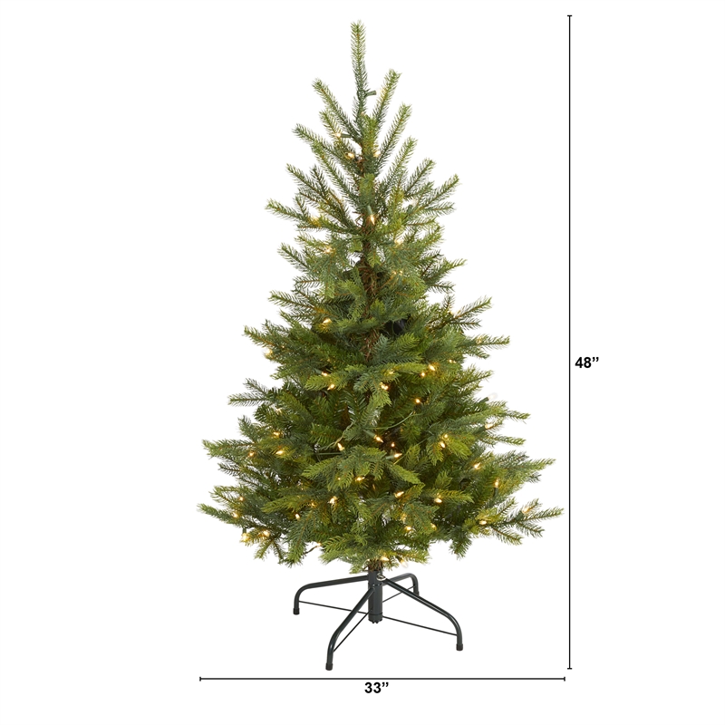 Nearly Natural 4ft North Carolina Spruce Christmas Tree w/ 100 Clear Lights