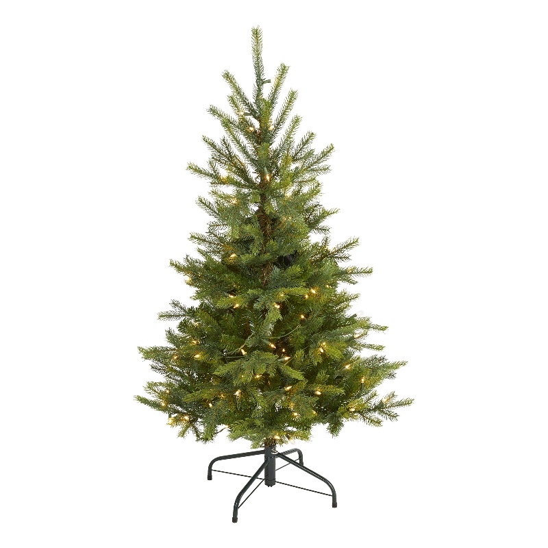 Nearly Natural 4ft North Carolina Spruce Christmas Tree w/ 100 Clear Lights