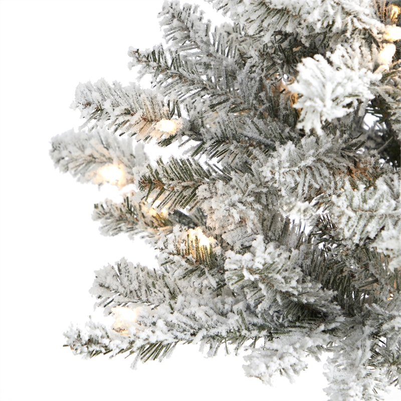 Nearly Natural 3ft Flocked West Virginia Spruce Christmas Tree w/50 Clear Lights